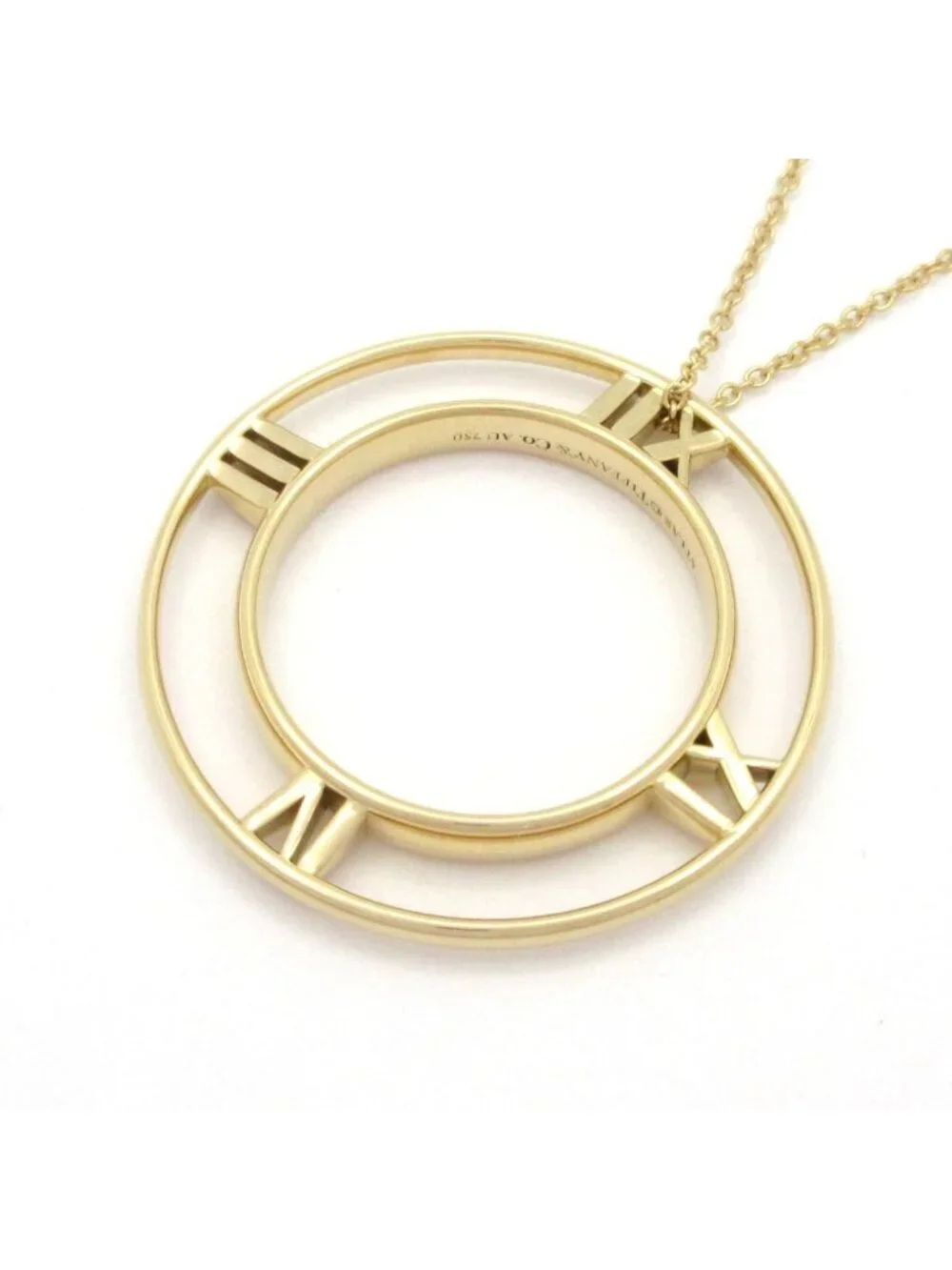 Tiffany & Co Necklace Atlas Open Medallion 18k Yellow Gold